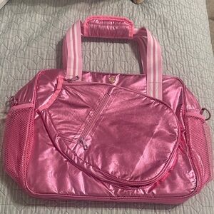 Simply Southern Metallic Pink Travel Tote for pickleball